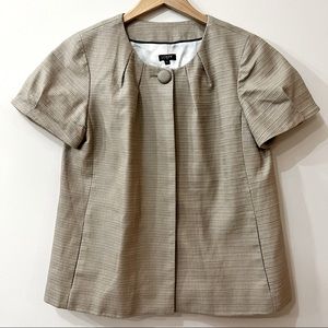J Crew Beige Pleated Cotton Blazer Jacket Short Sleeves